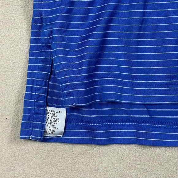 Peter Millar Mens XL Polo Golf Shirt Blue Striped Regular Fit Slit Hem - Picture 3 of 9